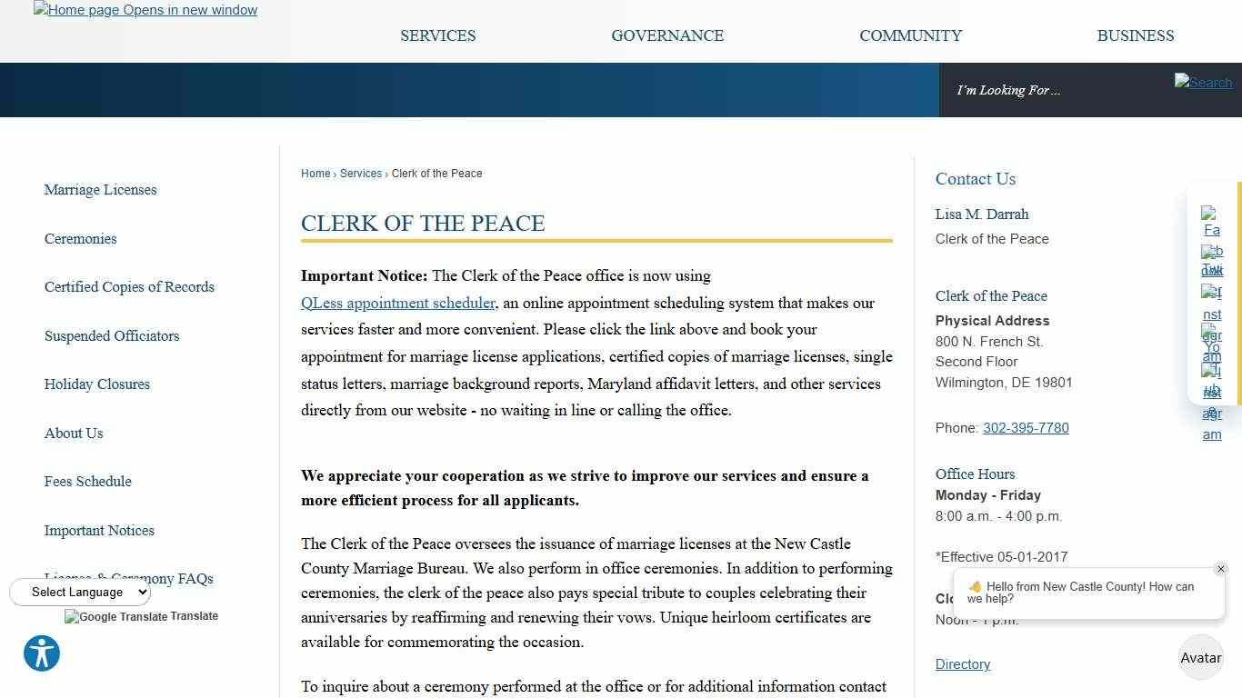 Clerk of the Peace | New Castle County, DE - Official Website
